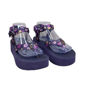 Teva Purple Floral Platform Sandals Adjustable Straps Womens Size 7
